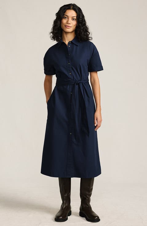 Cotton Poplin Button Front Dress