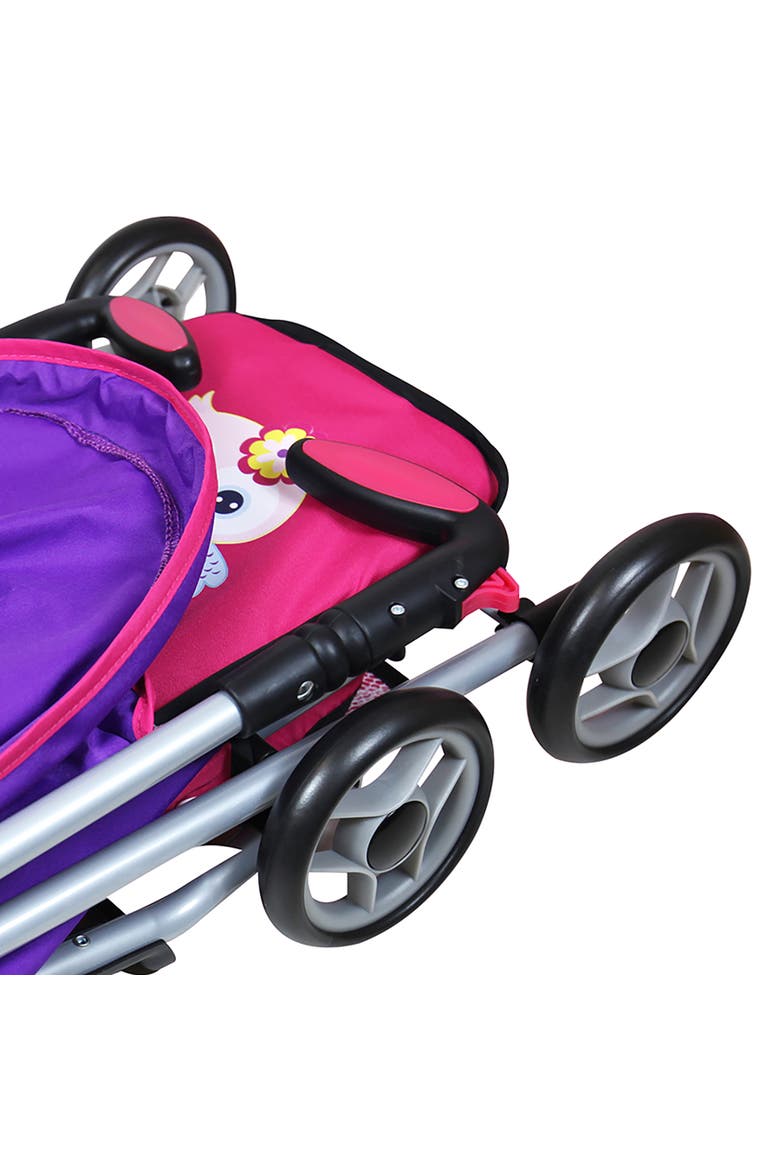 Deluxe Doll Stroller, Pink Purple Owl, Foldable Pushchair Accessory Toy, Alternate, color, Multicolored