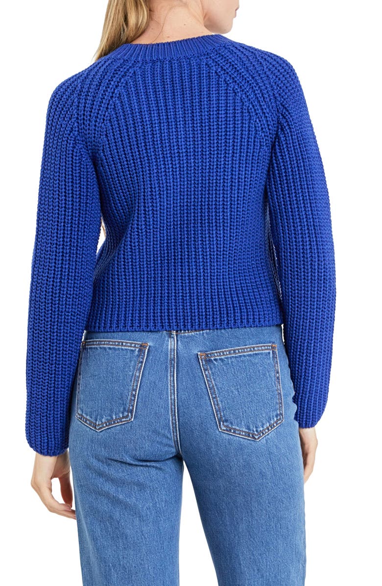 English Factory V-Neck Crop Sweater, Alternate, color, Royal Blue