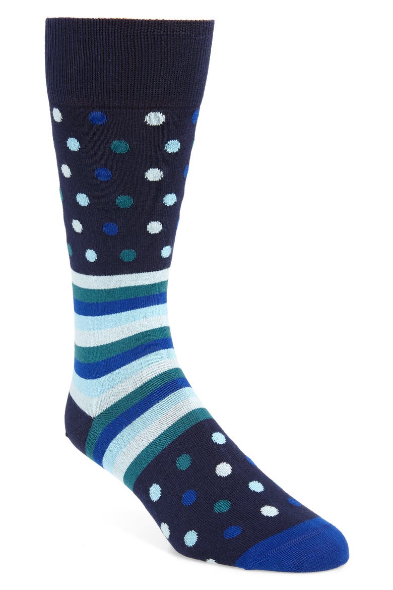 Dot & Stripe Socks, Main, color, BLUE
