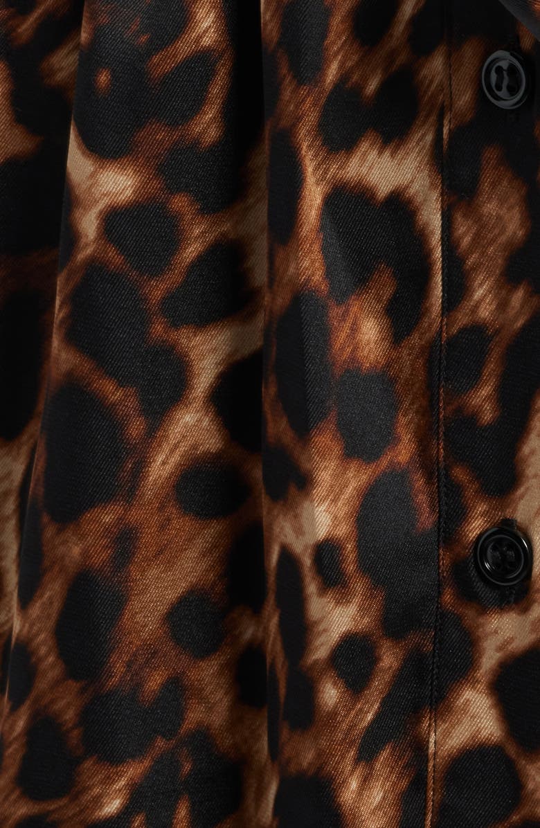 Anne Klein Leopard Tie Waist Long Sleeve Shirtdress, Alternate, color, Anne Black Multi