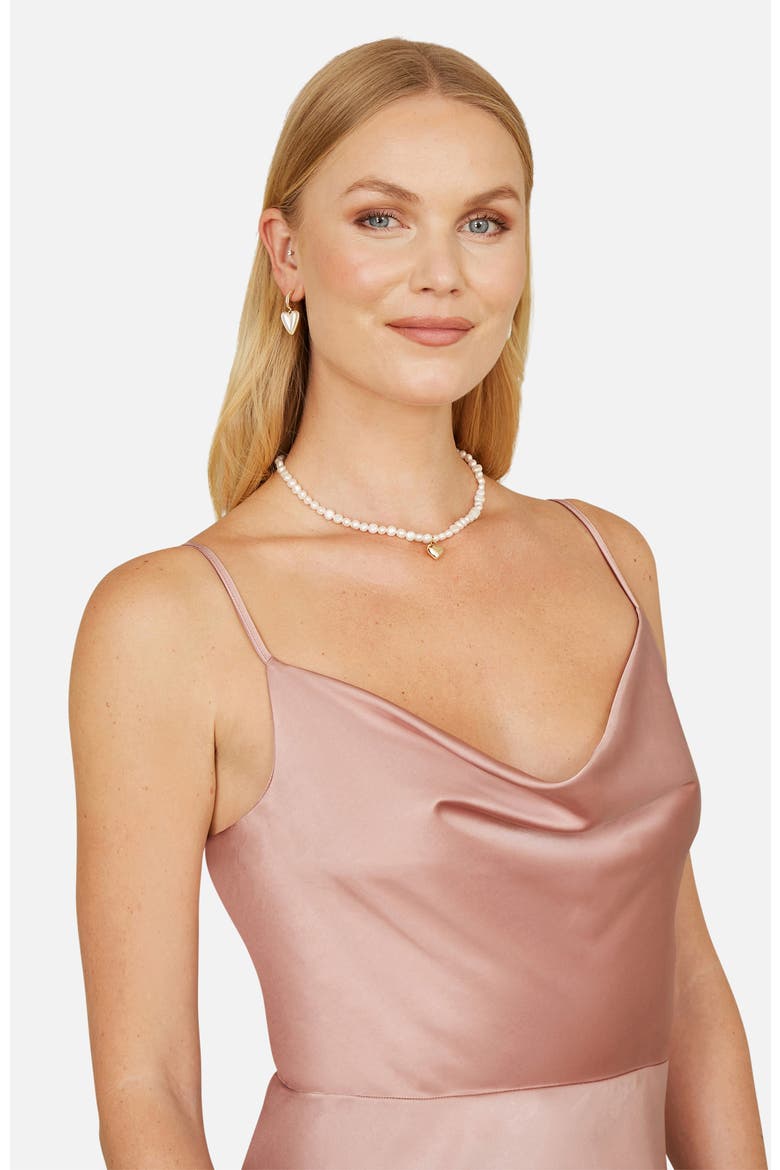 Satin Cowl Neck Midi Dress, Alternate, color, Rose Pink