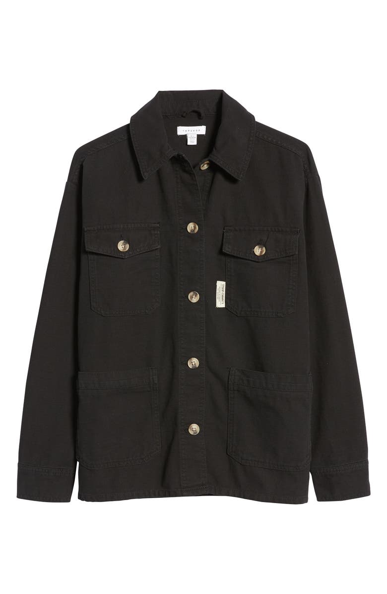 Topshop Oversize Cotton Shacket, Alternate, color,