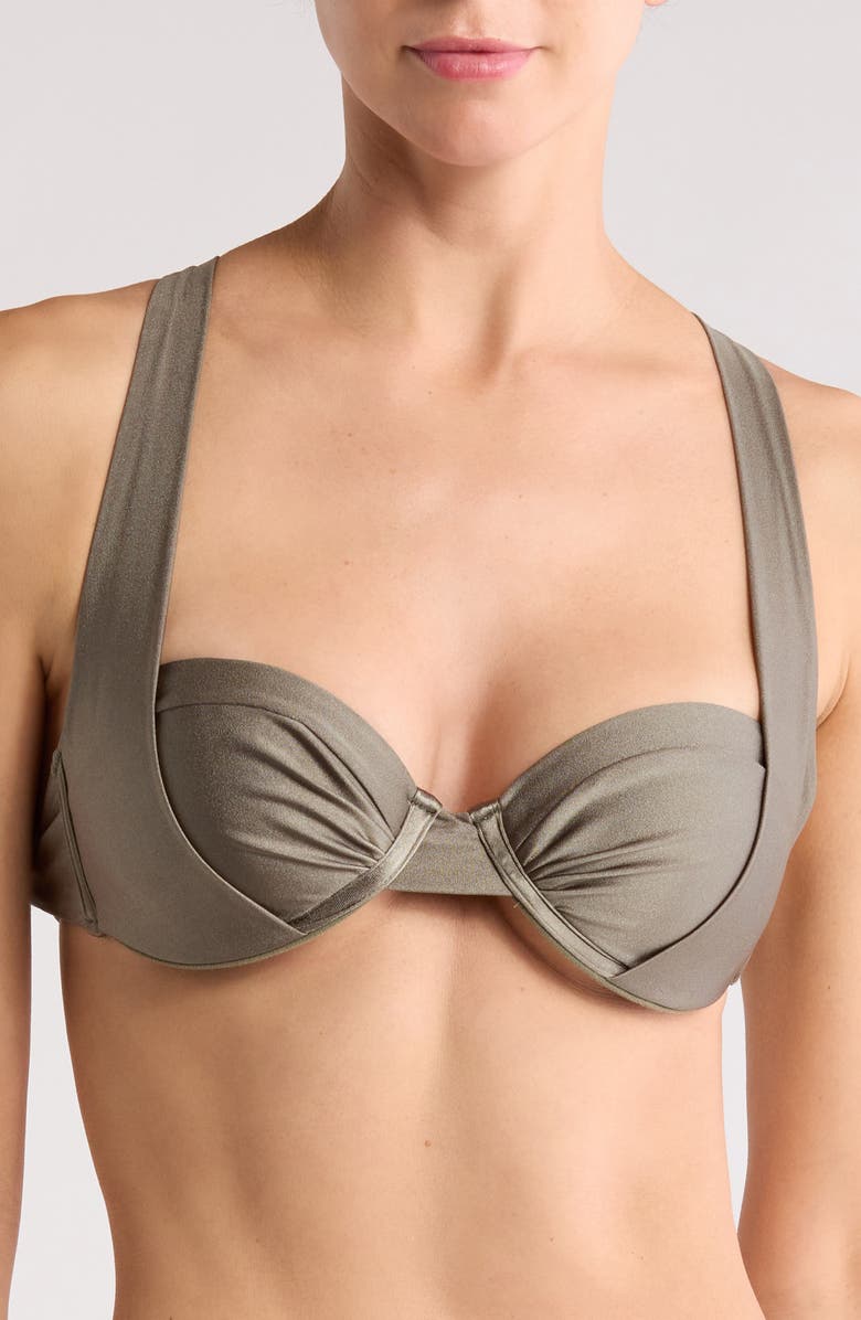 BOAMAR Sheyla Metallic Underwire Bikini Top, Main, color, Garden Green