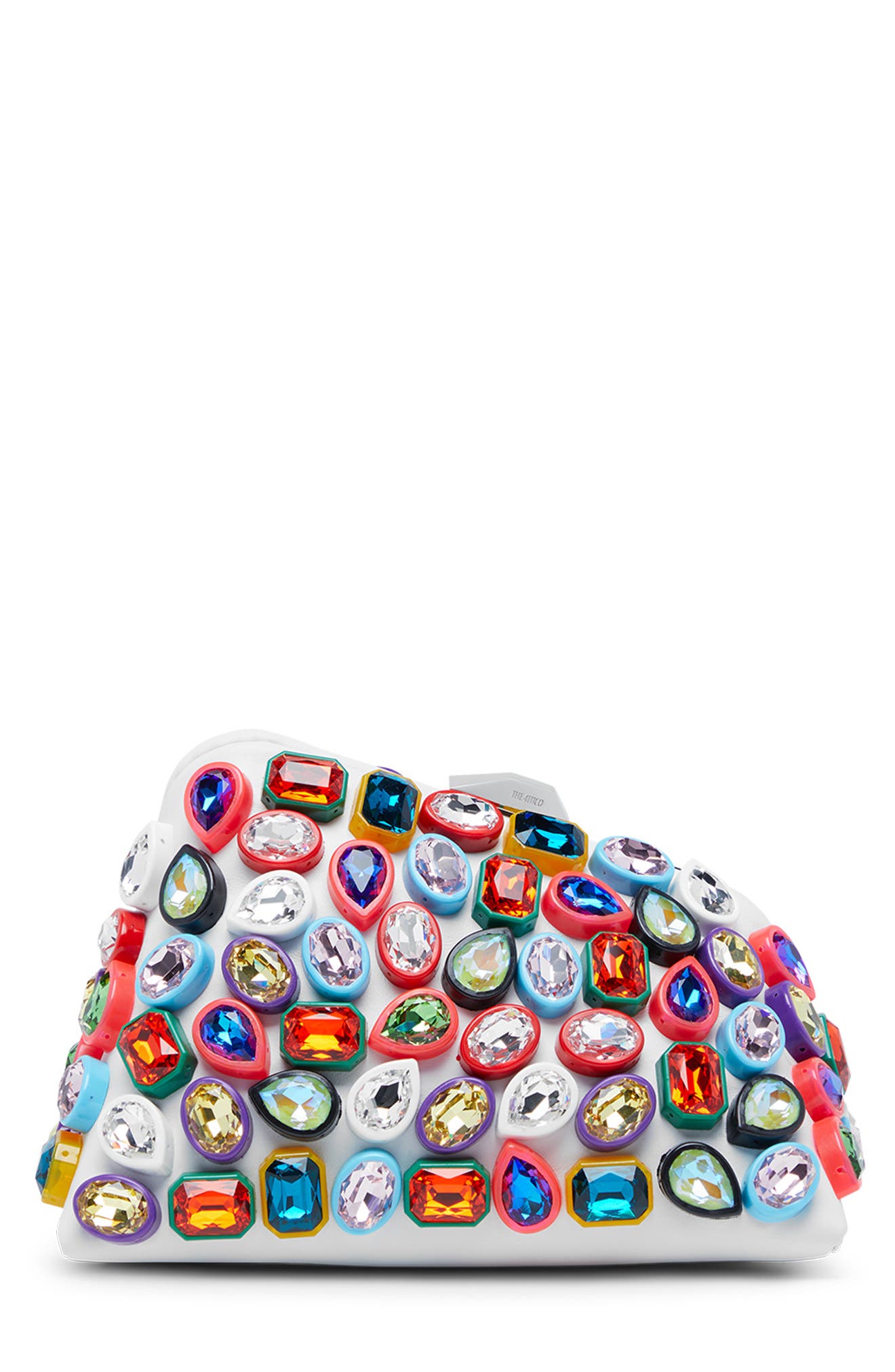 The Attico Midnight Rhinestone Frame Clutch, Main, color, 