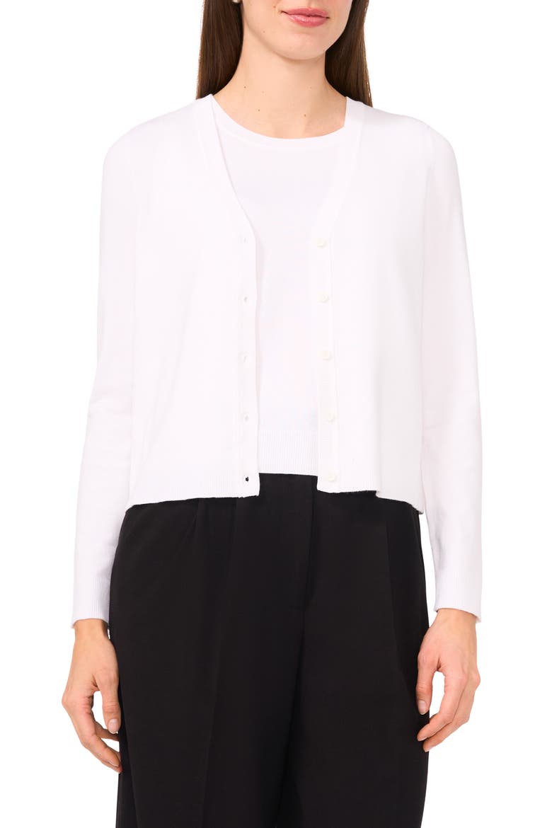 V-Neck Cardigan, Main, color, BRIGHT WHITE