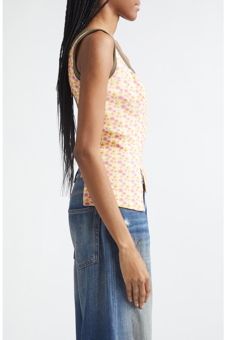 Floral Rib Jersey Corset Top, Alternate, color, PINK/ CREAM FLOWER