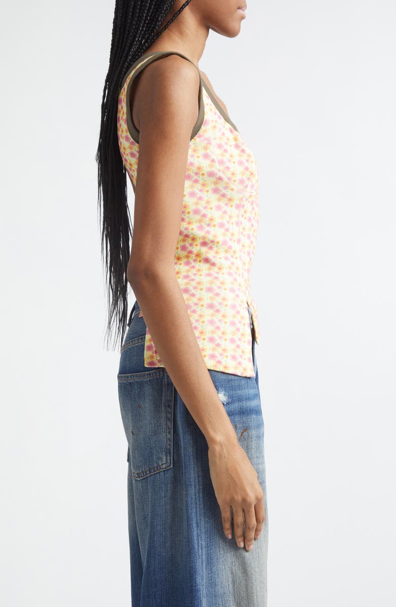 Paolina Russo Floral Rib Jersey Corset Top, Alternate, color, Pink/ Cream Flower