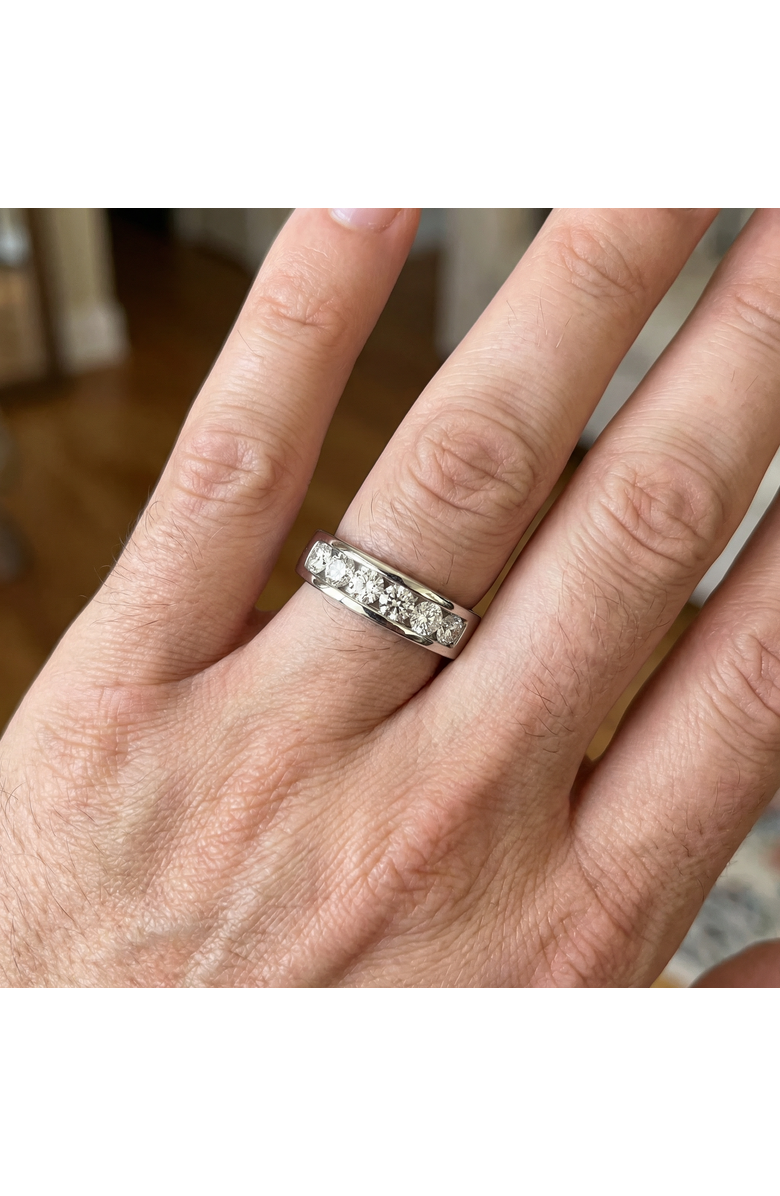 Bliss Diamond 1Ct Diamond Channel Set Polished Wedding Band Mens Ring 14k Gold Lab Grown, Alternate, color, 14K White Gold