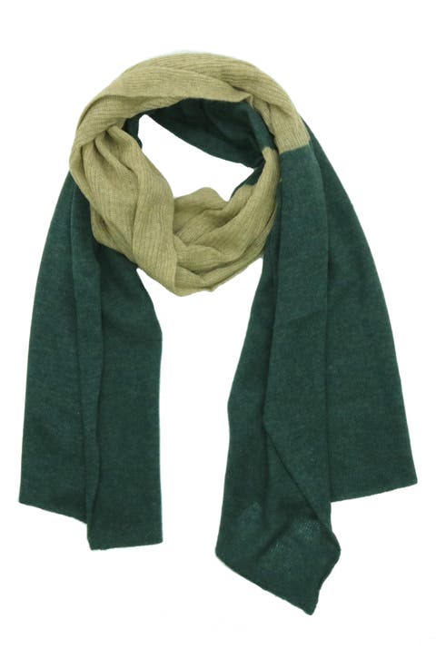 Colorblock Lambswool & Angora Blend Knit Scarf