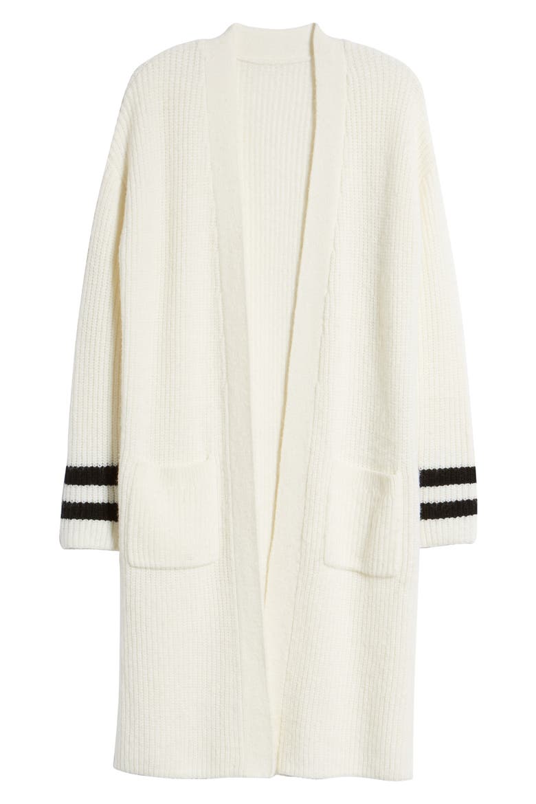 Long Open Front Cardigan, Alternate, color, IVORY- BLACK