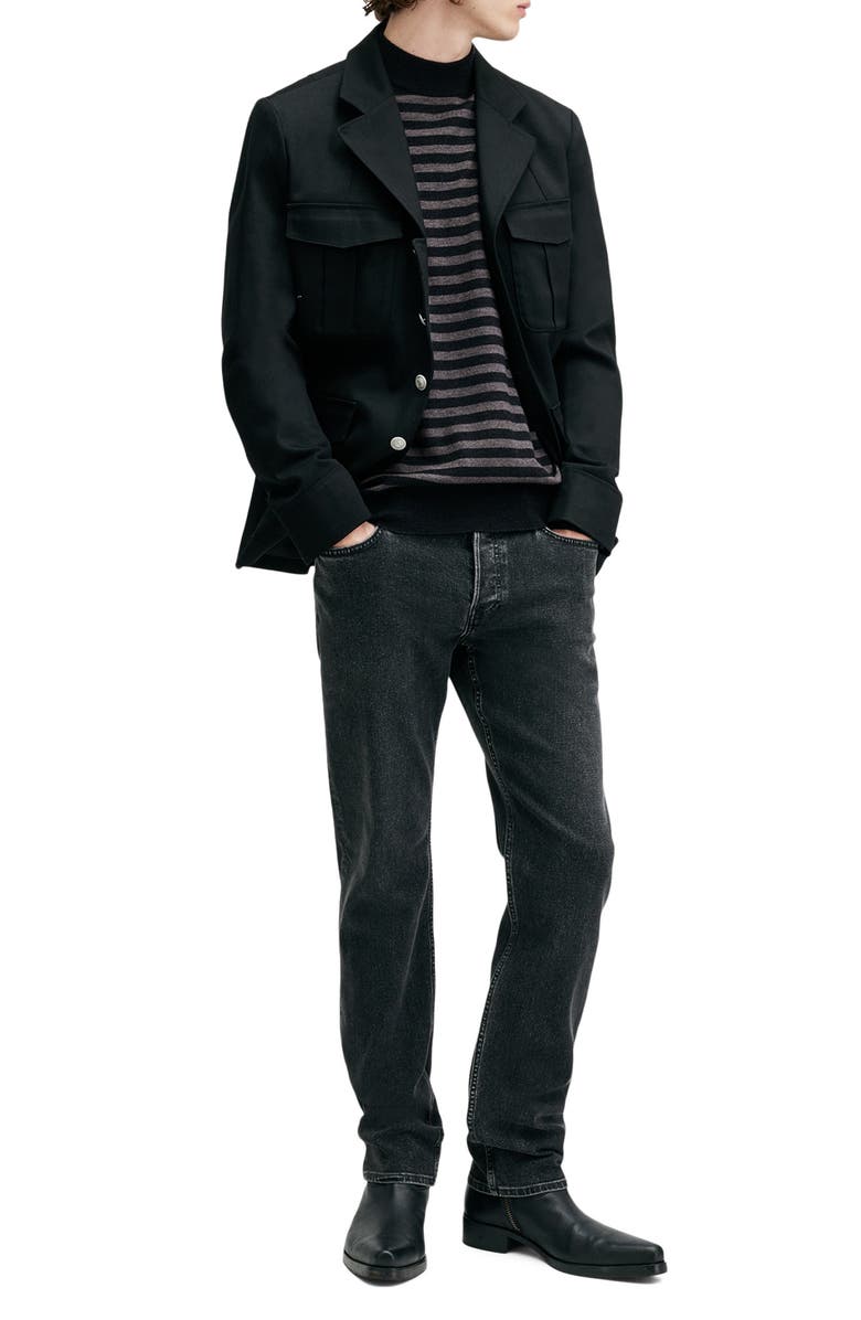 AllSaints Andi Stripe Wool Blend Mock Neck Sweater, Alternate, color, 