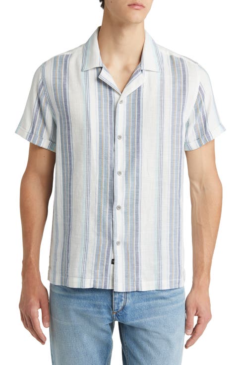 Amalfi Stripe Short Sleeve Cotton Button-Up Shirt