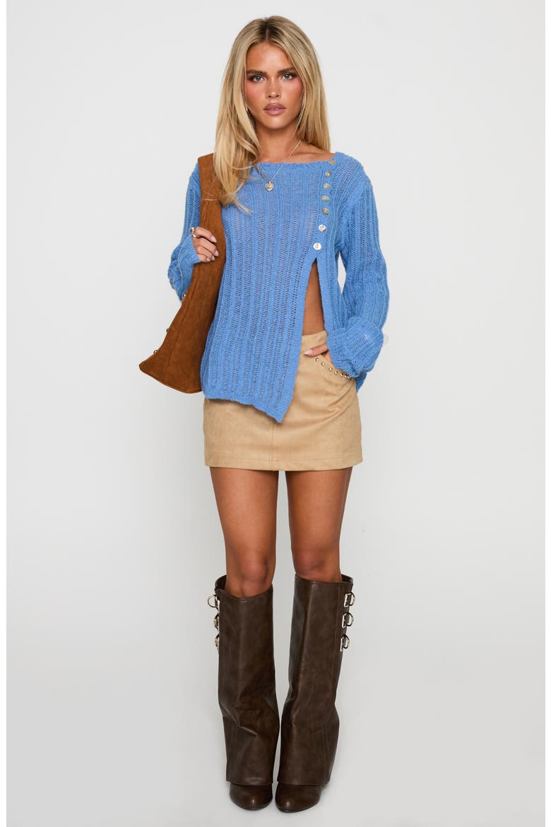 Lenker Asymmetric Button Cardigan, Alternate, color, BLUE