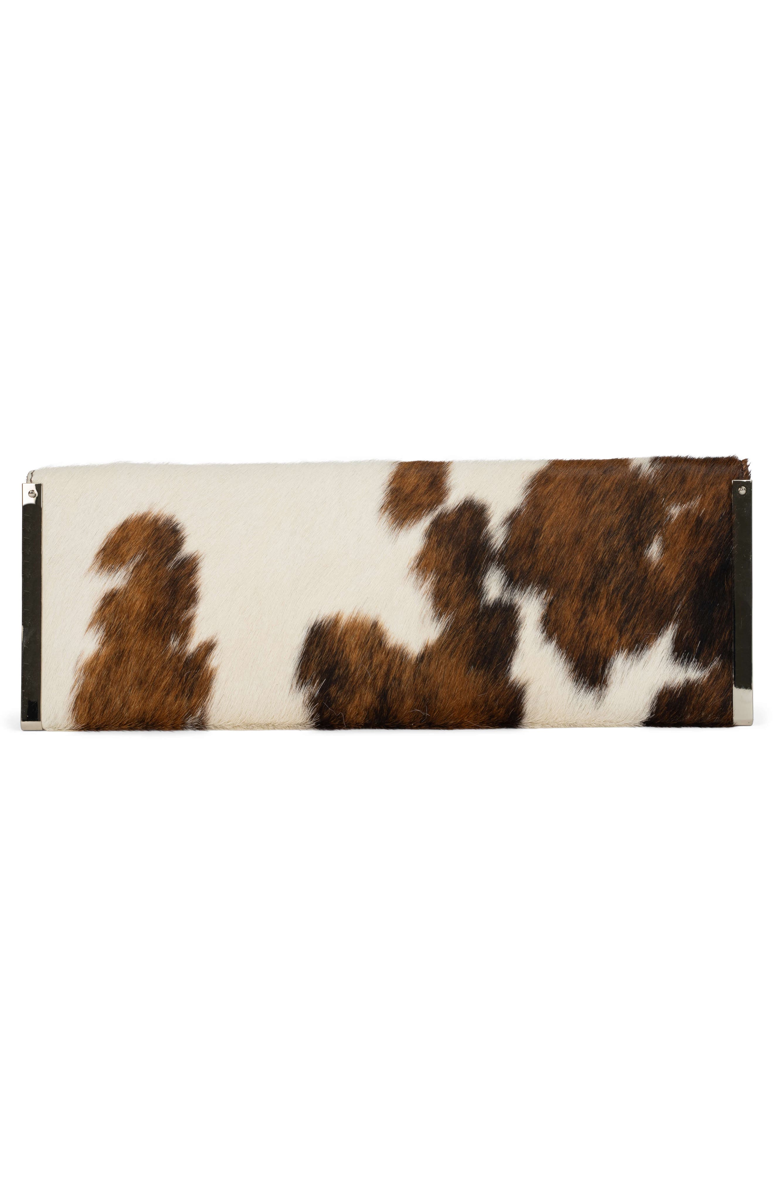 Jeffrey Campbell Genuine Calf Hair Clutch, Alternate, color, Tan White Cow Silver