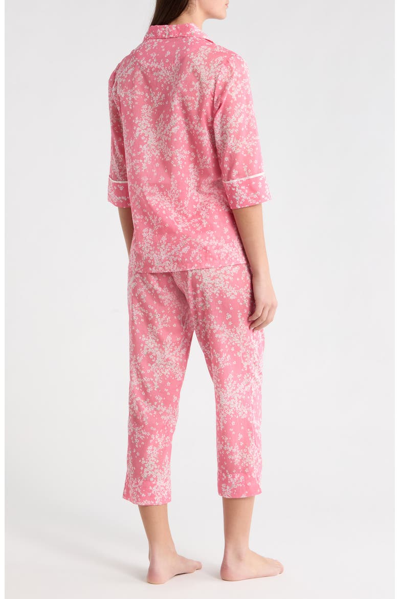 Cheri Blossom Cotton Sateen Crop Pajamas, Alternate, color, PINK LEMONADE