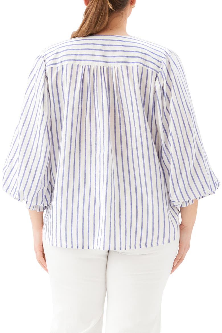 Stripe Linen Blend Shirt, Alternate, color, OFF WHITE/ BLUE