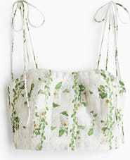 H&M Pleated Linen-blend Crop Top
