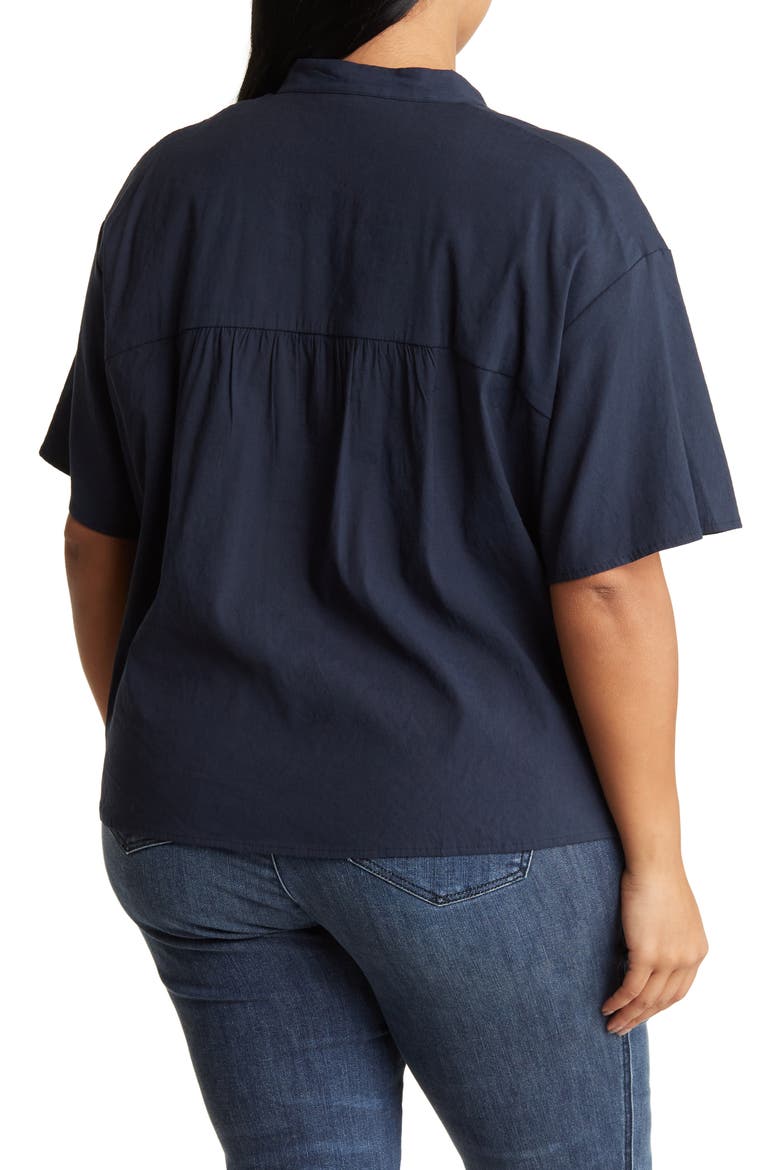 Flutter Sleeve Linen Blend Top, Alternate, color, COASTAL