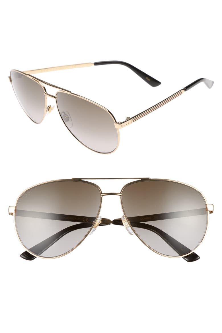 61mm Aviator Sunglasses, Main, color, GOLD/BROWN