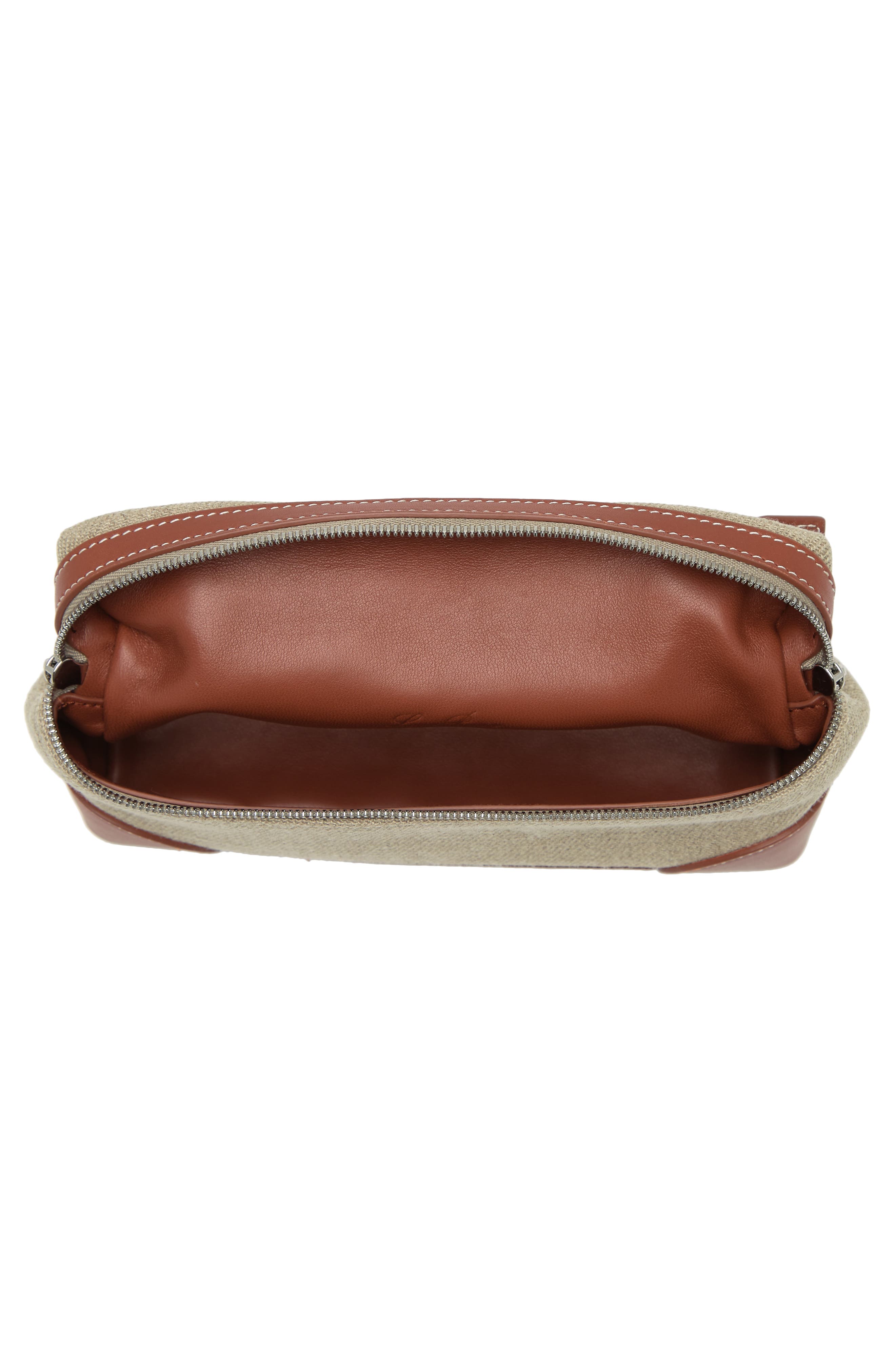 Loro Piana Extra Pocket L19 Canvas & Leather Top Handle Pouch, Alternate, color, 