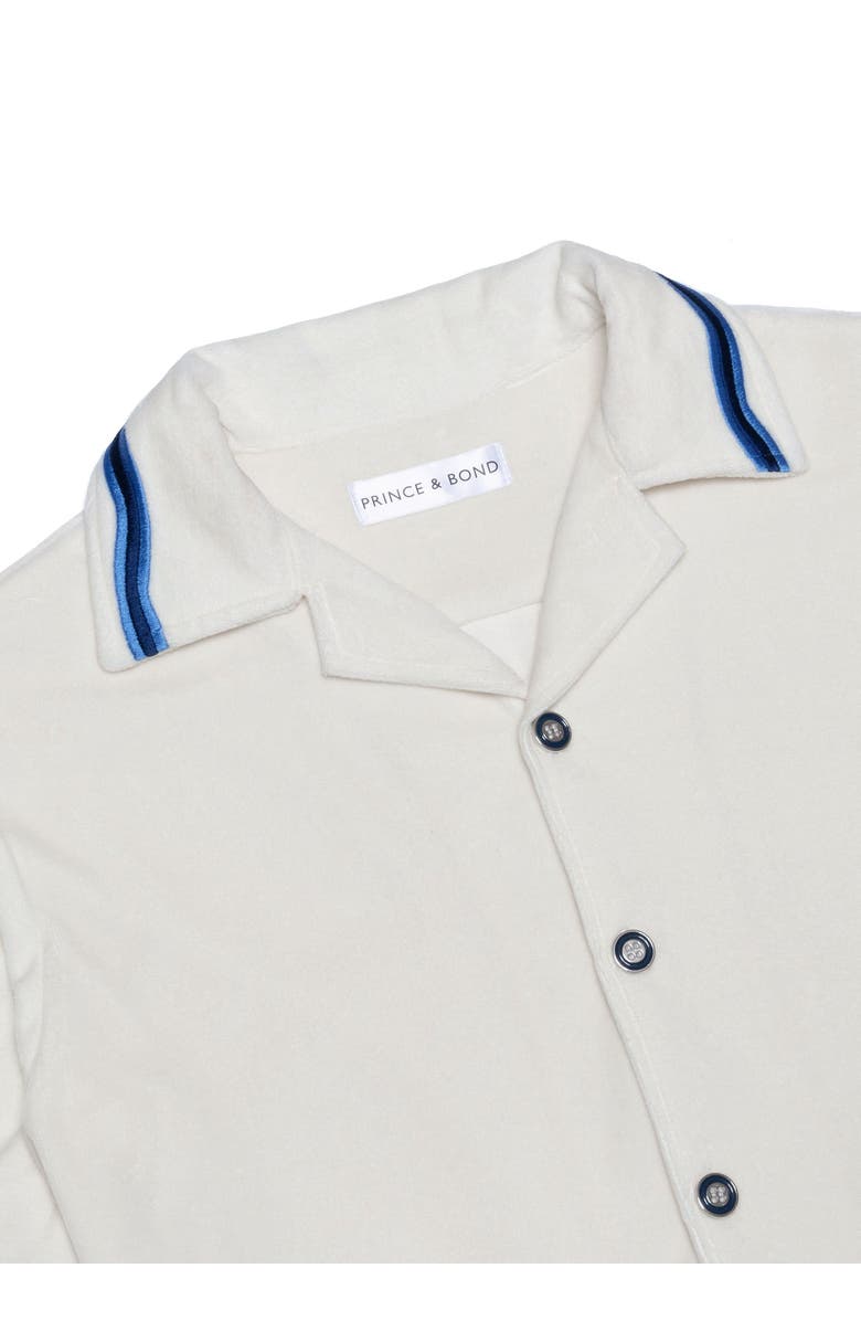 PRINCE & BOND Luka Wave Embroidered Terry Shirt, Alternate, color, Off White/Blue
