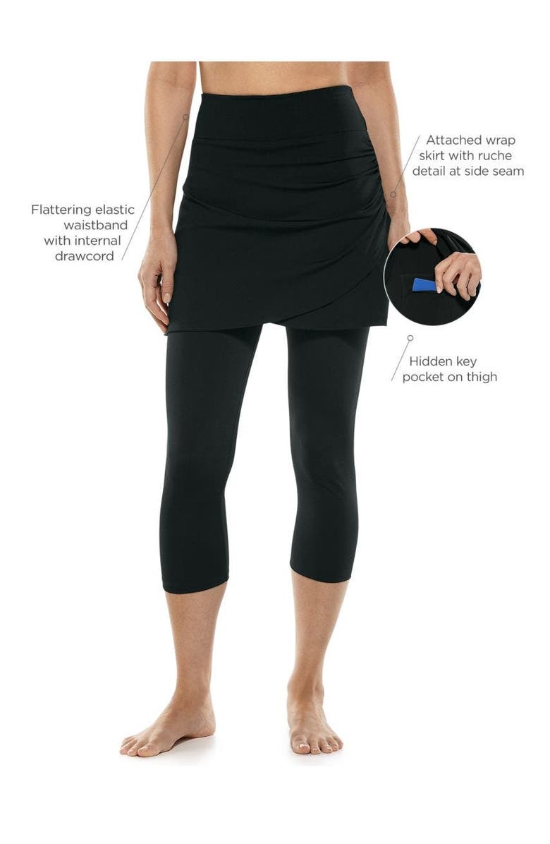 Coolibar Skirted Swim Capris - UPF 50+ Sun Protection - Kahula, Alternate, color, Black