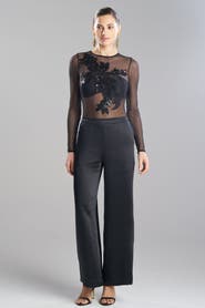 Natori Luxe Satin Wide Leg Pull On Pants