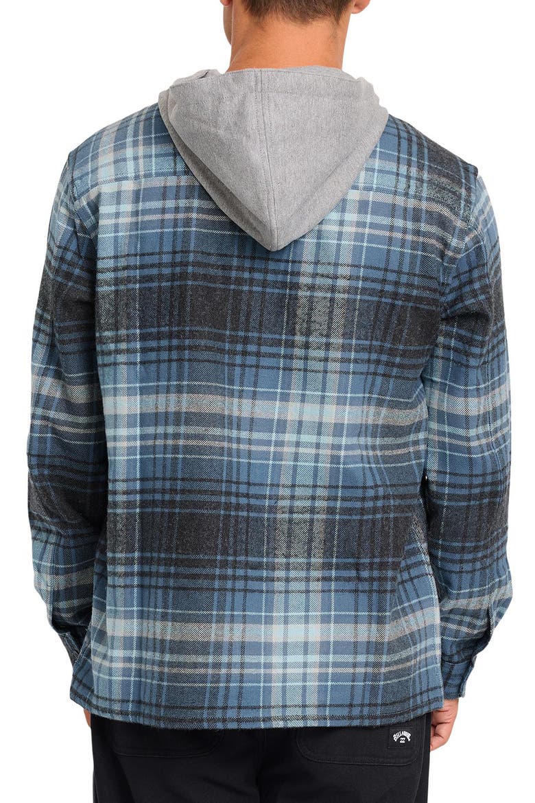 Baja Hooded Flannel Button-Up Shirt Jacket, Alternate, color, DARK DENIM
