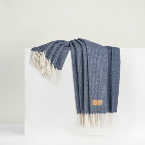 Lands Downunder Pinstripe Cashmere Throw In Blue