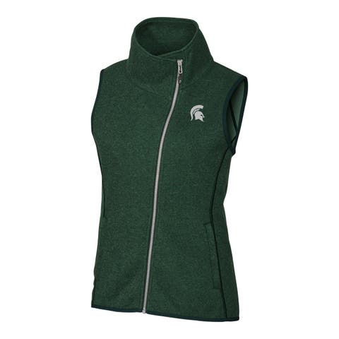Women's Cutter & Buck Green Michigan State Spartans Mainsail Full-Zip Vest