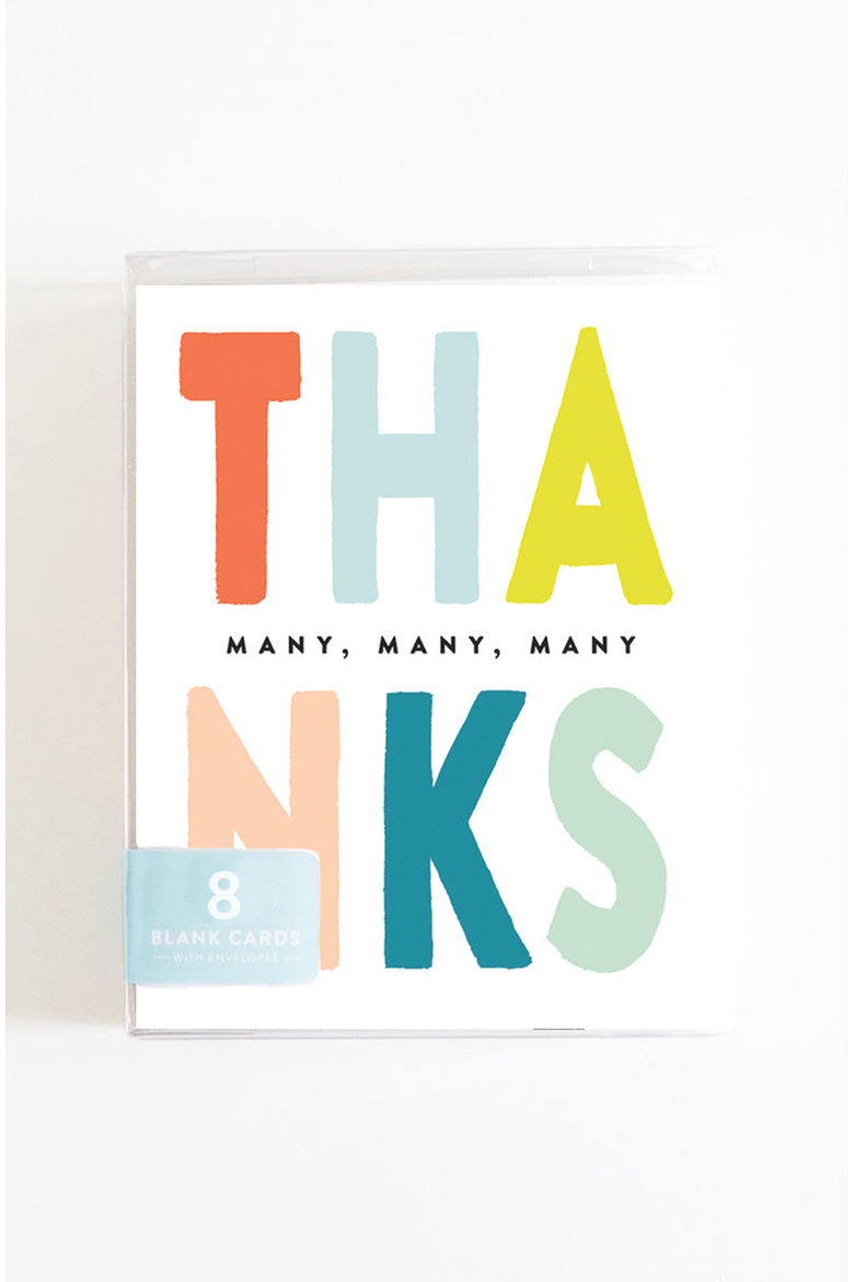 3x Many Thanks Boxed Set of 8 Cards, Alternate, color, Vibrant Colors