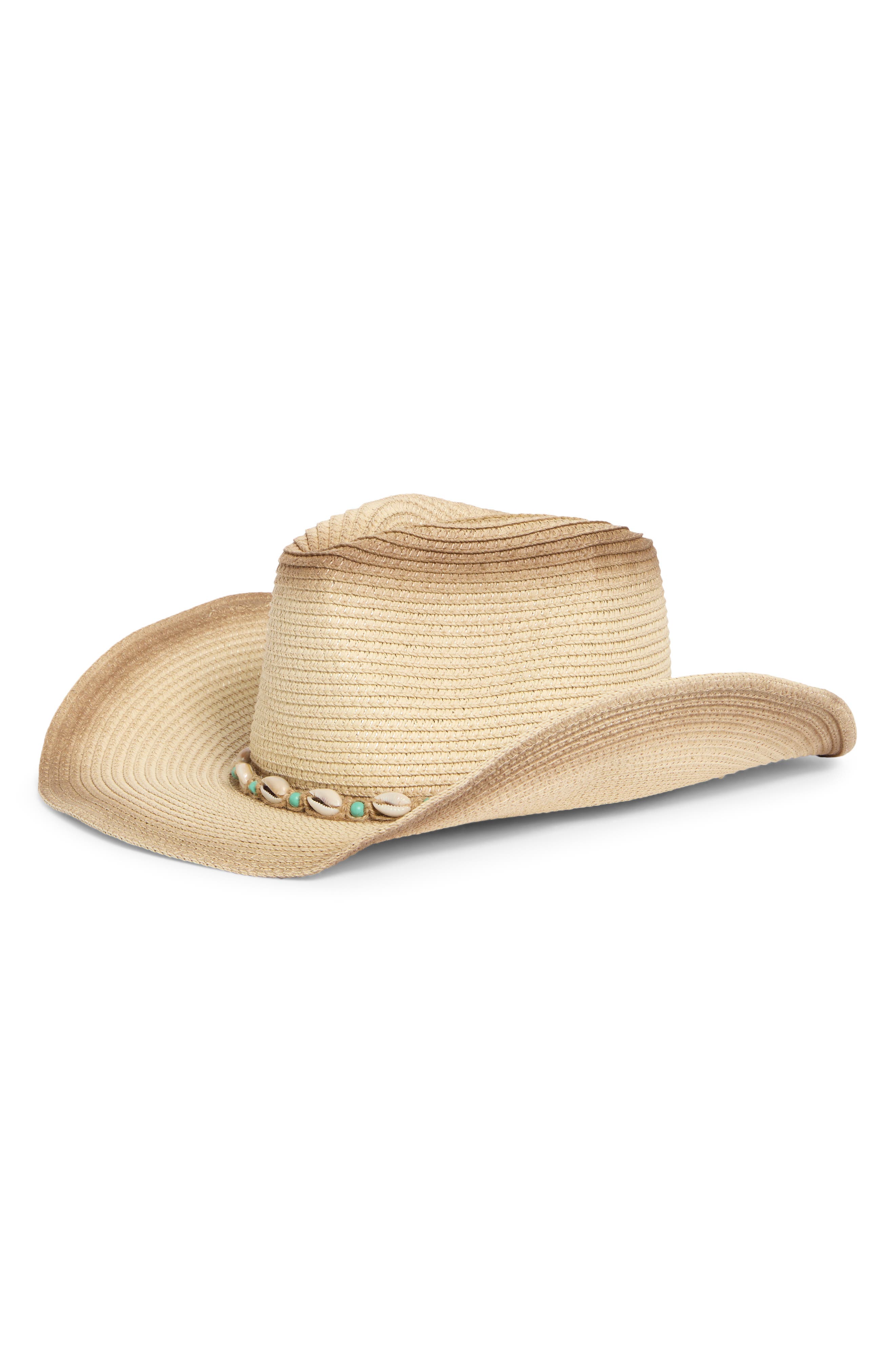 Shell Trim Straw Cowboy Hat