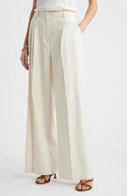 Nordstrom Pleated Linen Blend Wide Leg Pants
