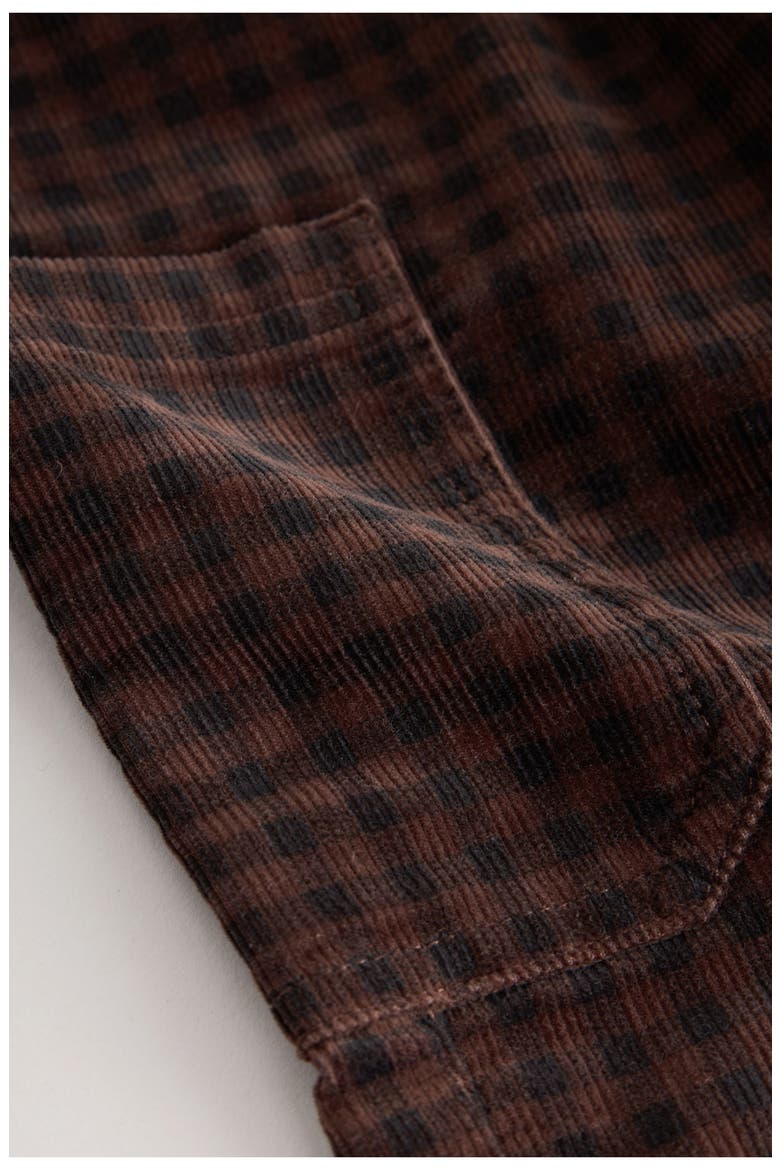 Kids' Check Corduroy Barrel Pants, Alternate, color, BROWN