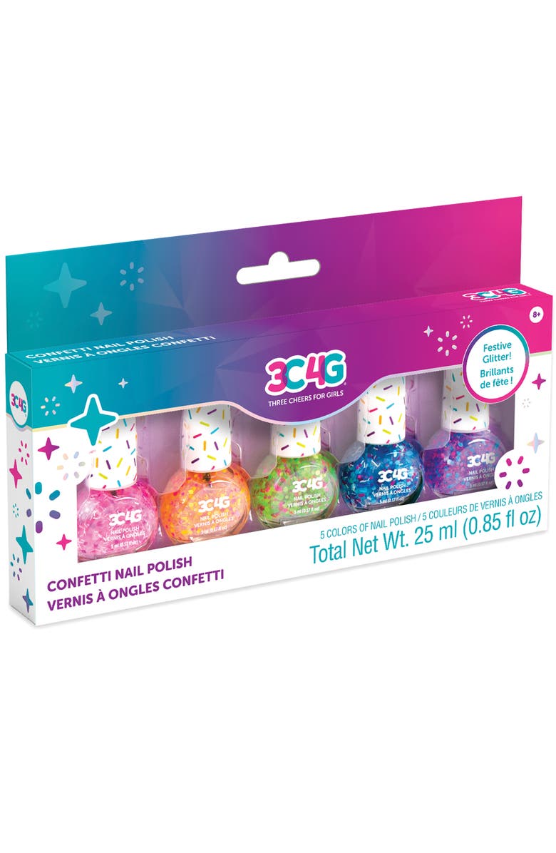 Three Cheers For Girls Make It Real Confetti Nail Polish Set W/ 5 Bottles, Main, color, Multicolored