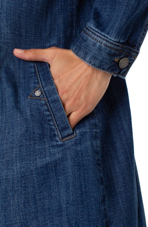 Liverpool Los Angeles Long Denim Trucker Jacket In Blue