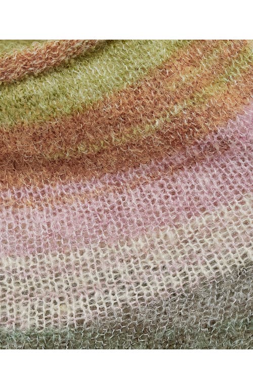 Mango Mock Neck Stripe Sweater In Pink