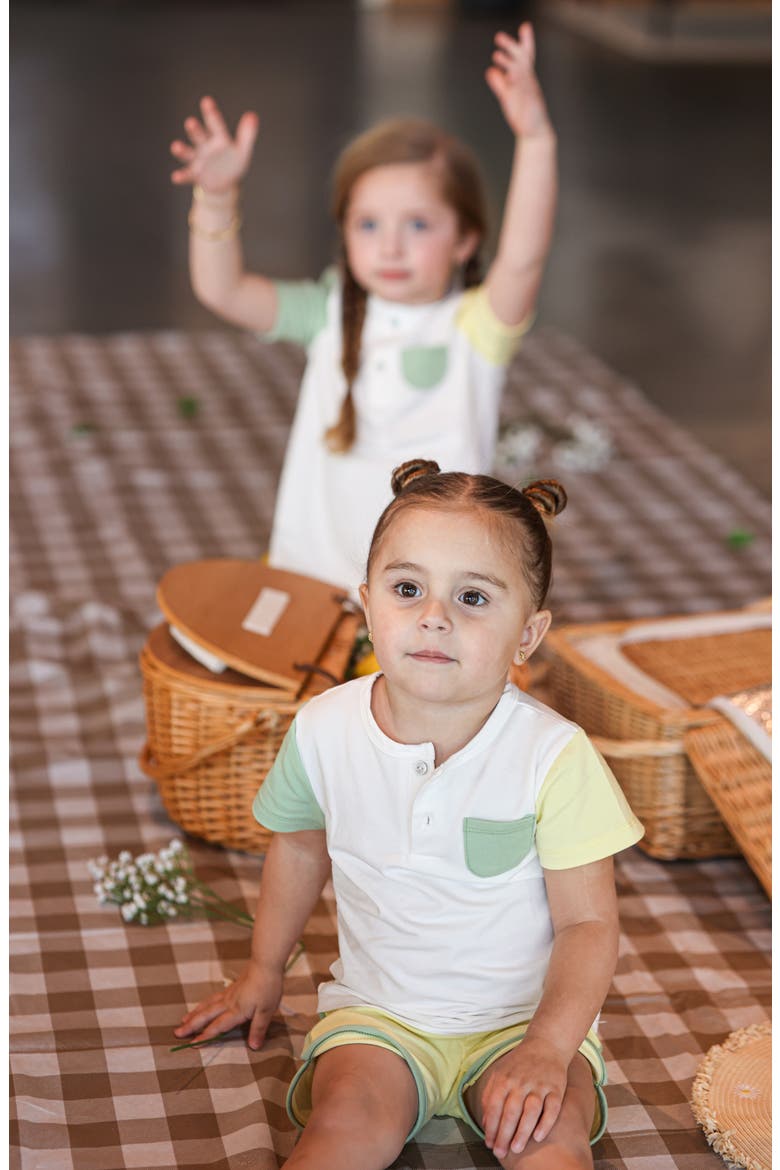 Sunshine Colorblock Henley & Shorts Set, Alternate, color, SAGE