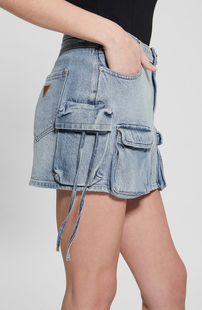 GUESS Devon Cargo Denim Miniskirt, Alternate, color, 