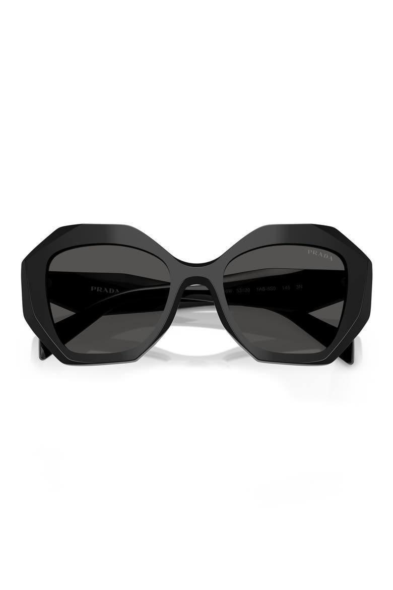 53mm Gradient Irregular Sunglasses, Alternate, color, BLACK