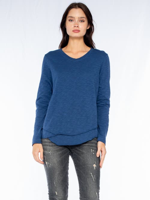 Wilt Clothing Long Sleeve Mock Layer Tee In Blue
