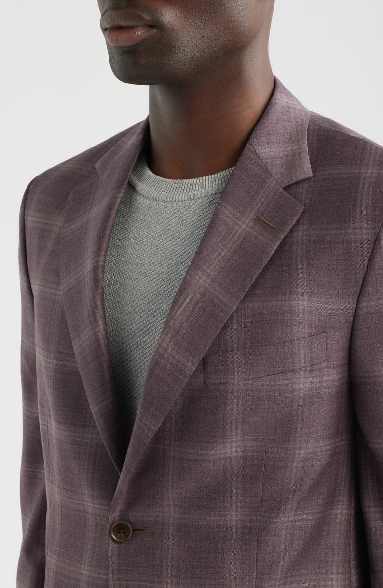Peter Millar Hartford Classic Fit Russet Check Wool Twill Sport Coat, Alternate, color, Pink