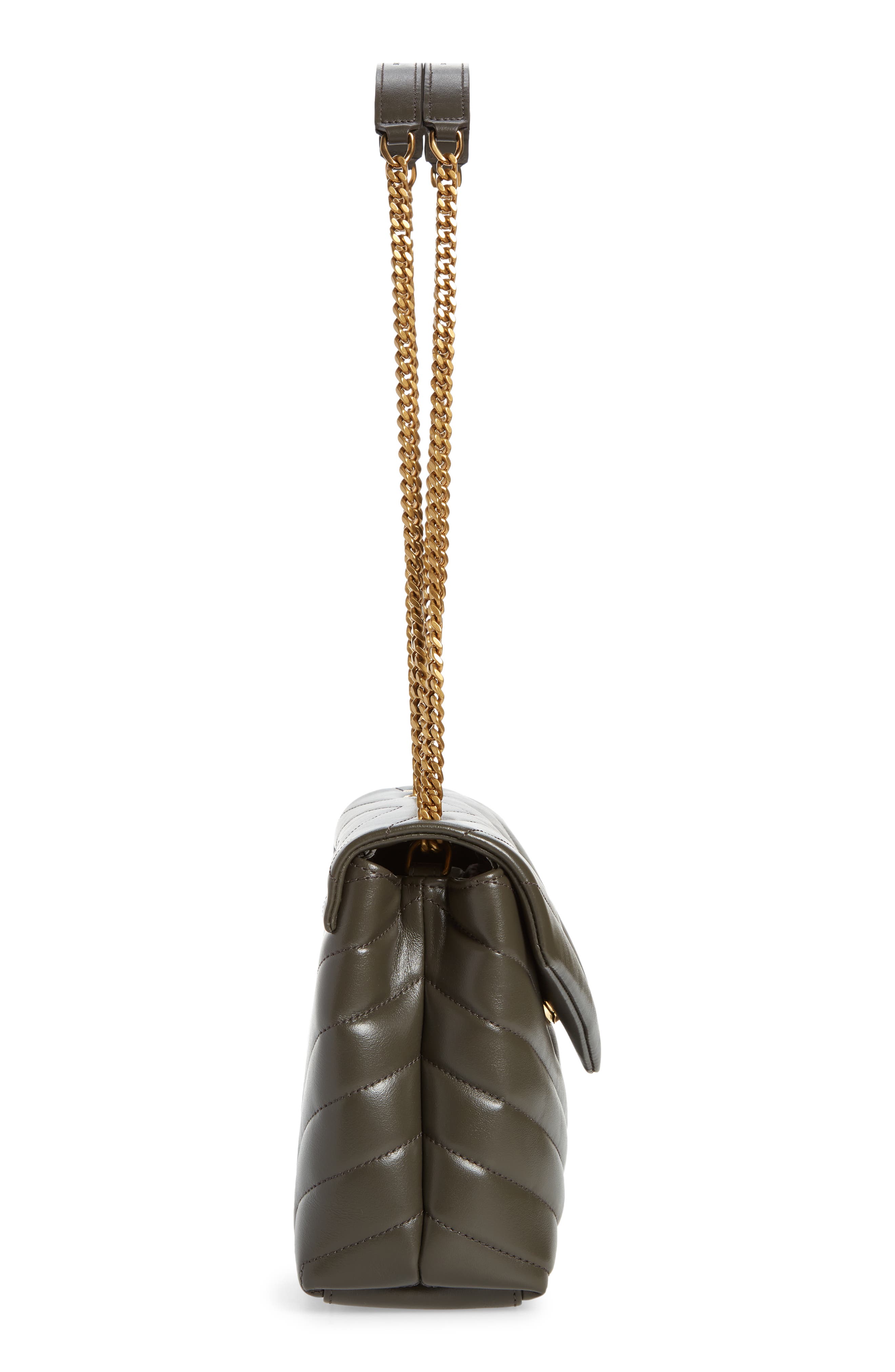 Saint Laurent Small Loulou Chain Leather Shoulder Bag, Alternate, color, 