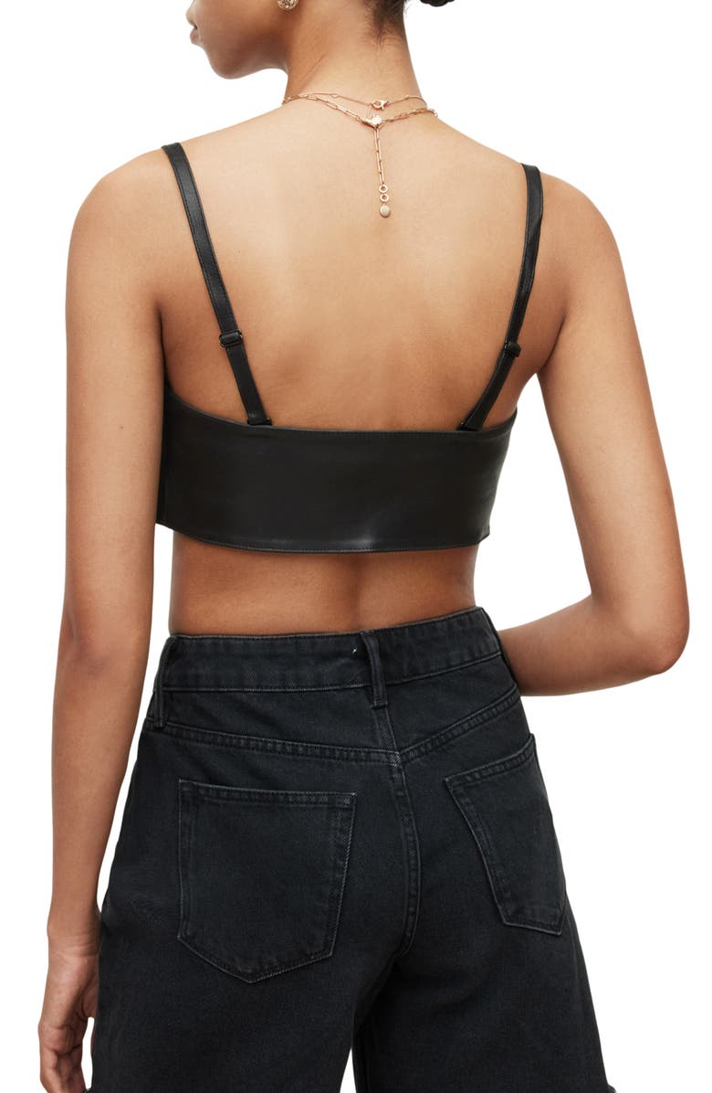 AllSaints Betsy Leather Bandeau Top, Alternate, color, 