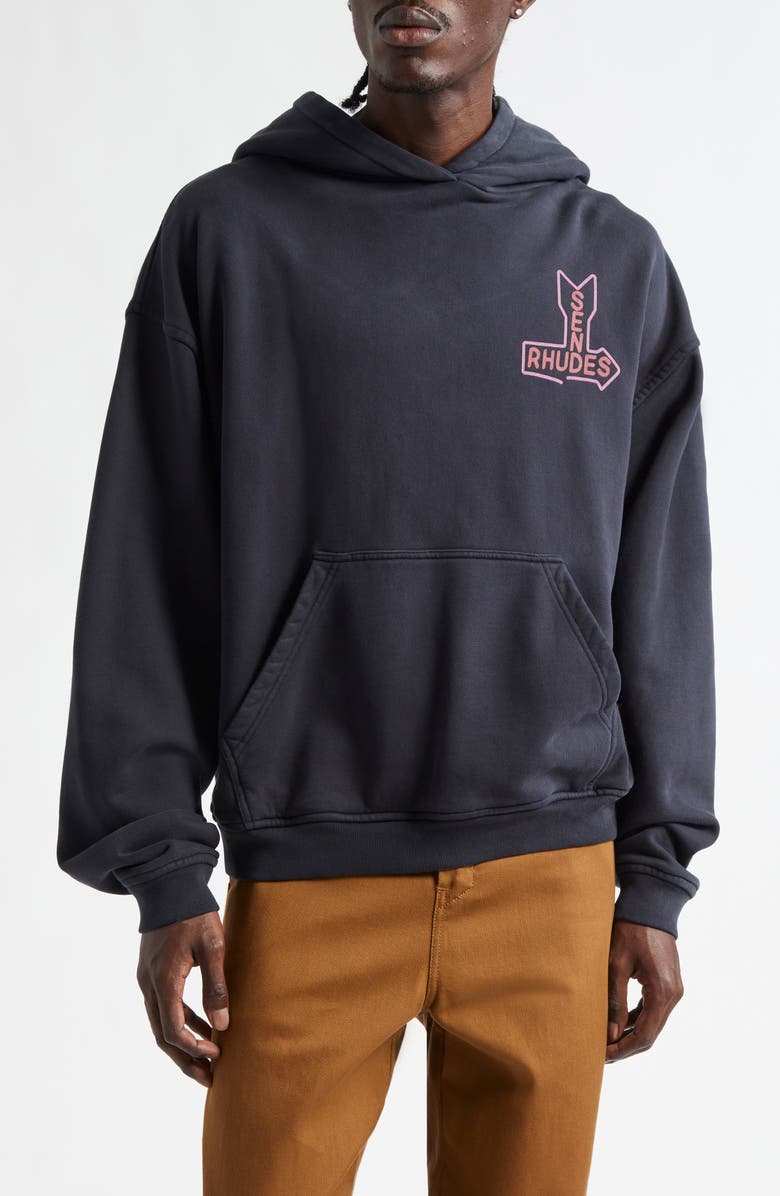 Rhude Send Rhudes Cotton French Terry Graphic Hoodie, Main, color, 