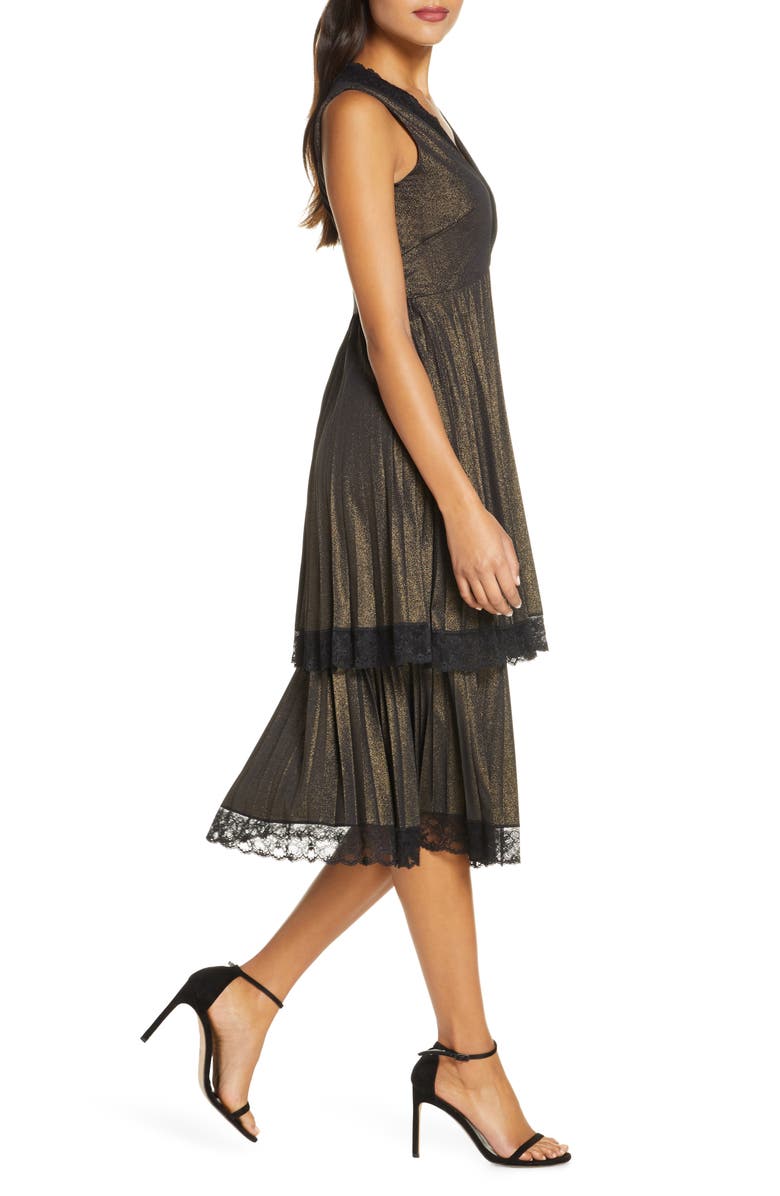 Taylor Dresses Pleated Double Tiered Dress, Alternate, color,