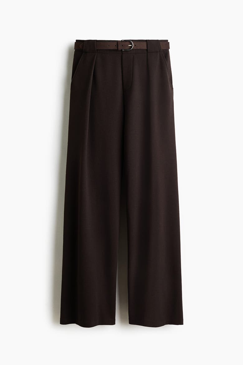 Belted Ponte Di Roma Trousers, Alternate, color, Dark brown