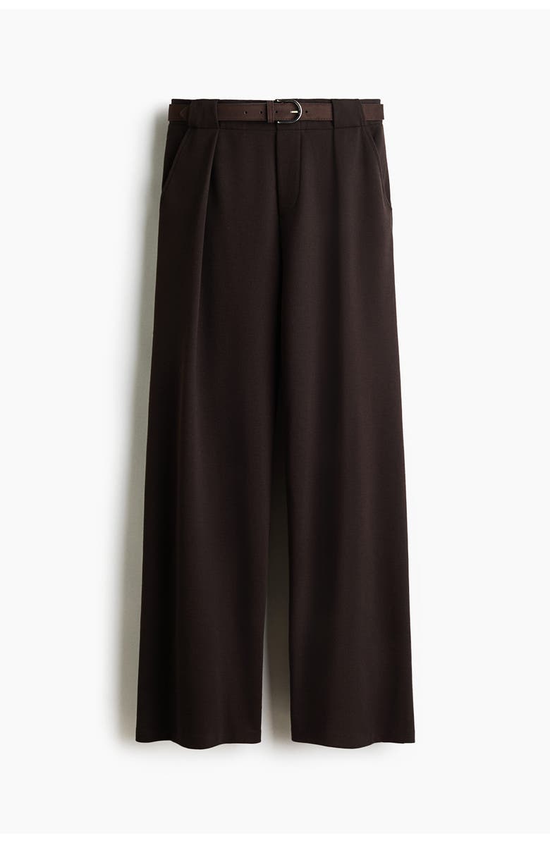 H&M Belted ponte pants, Alternate, color, Dark Brown