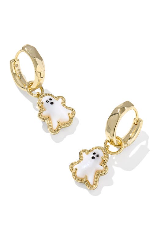 Kendra Scott Imitation Pearl Ghost Huggie Earrings In Gold